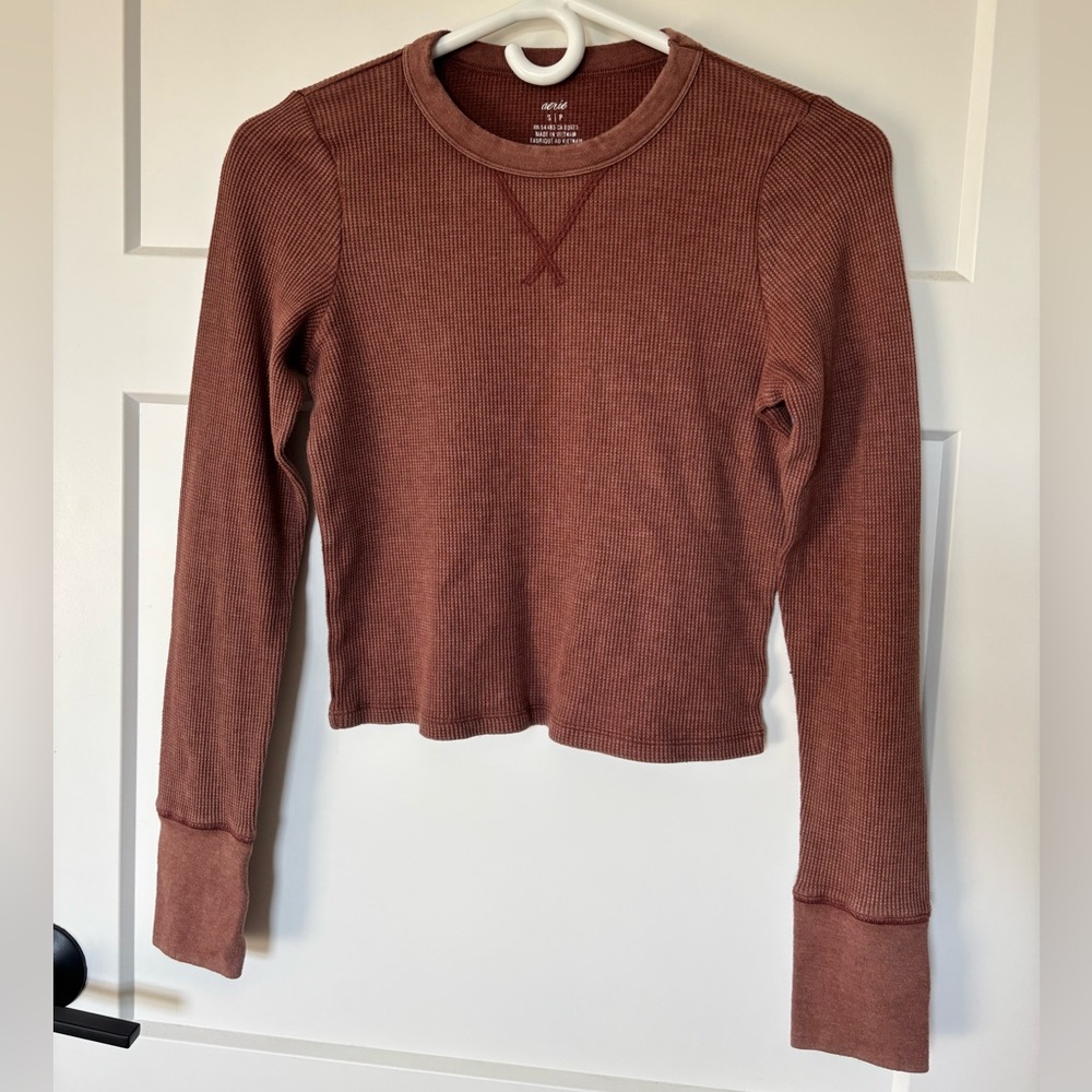 Aerie Women's Warm Brown Crew Neck Sweater